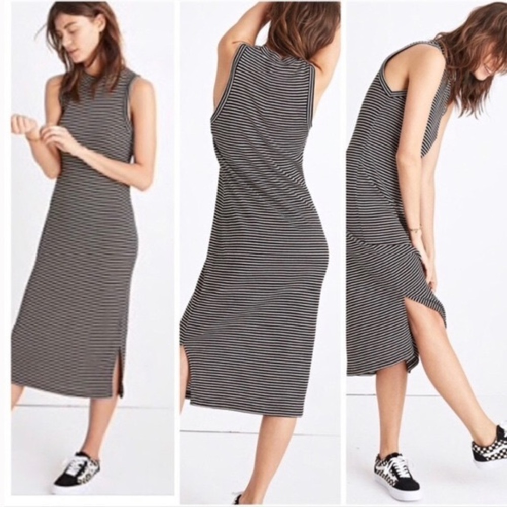 Madewell Mock Neck Striped Bodycon Maxi Dress